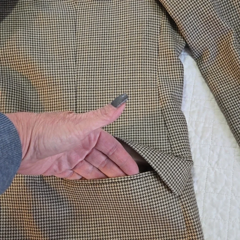 Mens 42 R Ralph Lauren Silk Wool Blend Houndstooth Suit Jacket Macys Mens Wear